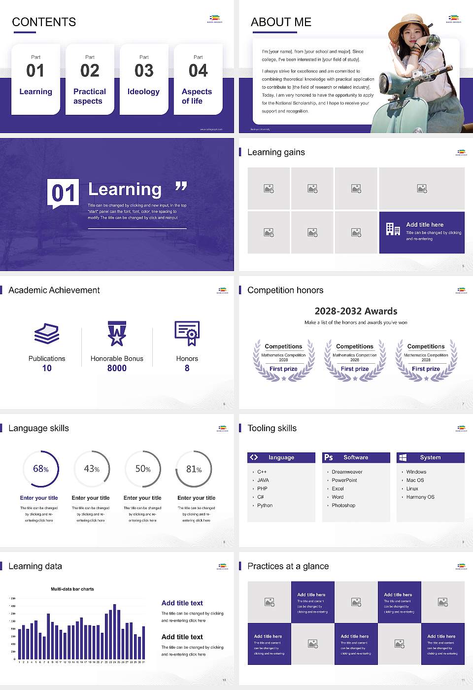 Bukkyo University National Scholarship Defense PPT Template16:9 ratio PPT effect preview image2