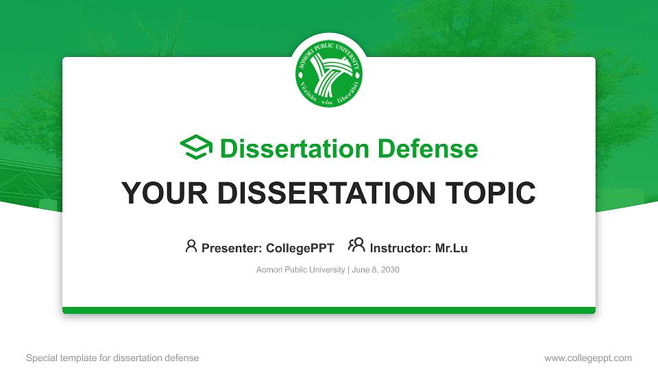 Aomori Public University Graduation Thesis Defense PPT Template16:9 ratio PPT effect preview image