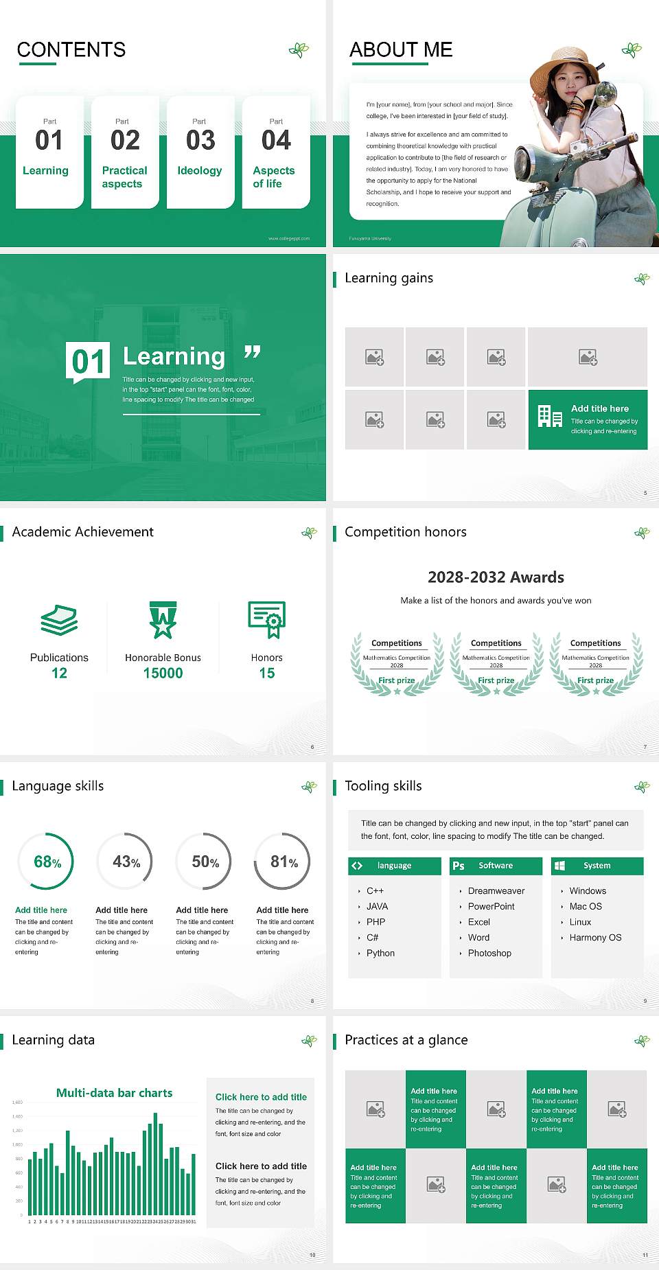 Fukuyama University National Scholarship Defense PPT Template4:3 ratio PPT effect preview image2
