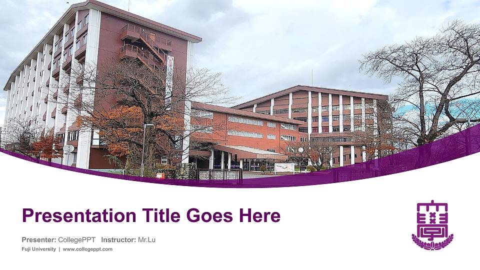 Fuji University Course/Courseware Creation PPT Template16:9 ratio PPT effect preview image