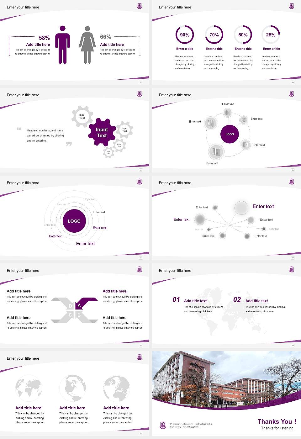 Fuji University Course/Courseware Creation PPT Template16:9 ratio PPT effect preview image4