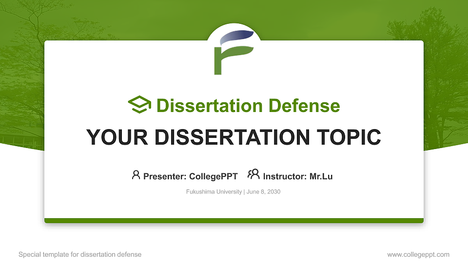 Fukushima University Graduation Thesis Defense PPT Template_Slide preview image1