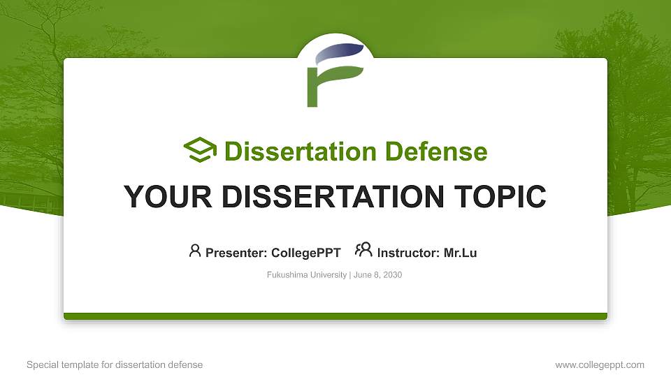 Fukushima University Graduation Thesis Defense PPT Template16:9 ratio PPT effect preview image