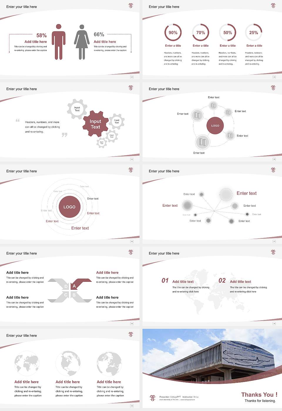 Aichi University of The Arts Course/Courseware Creation PPT Template16:9 ratio PPT effect preview image4