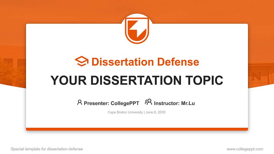 Cape Breton University Graduation Thesis Defense PPT Template16:9 ratio PPT effect preview image