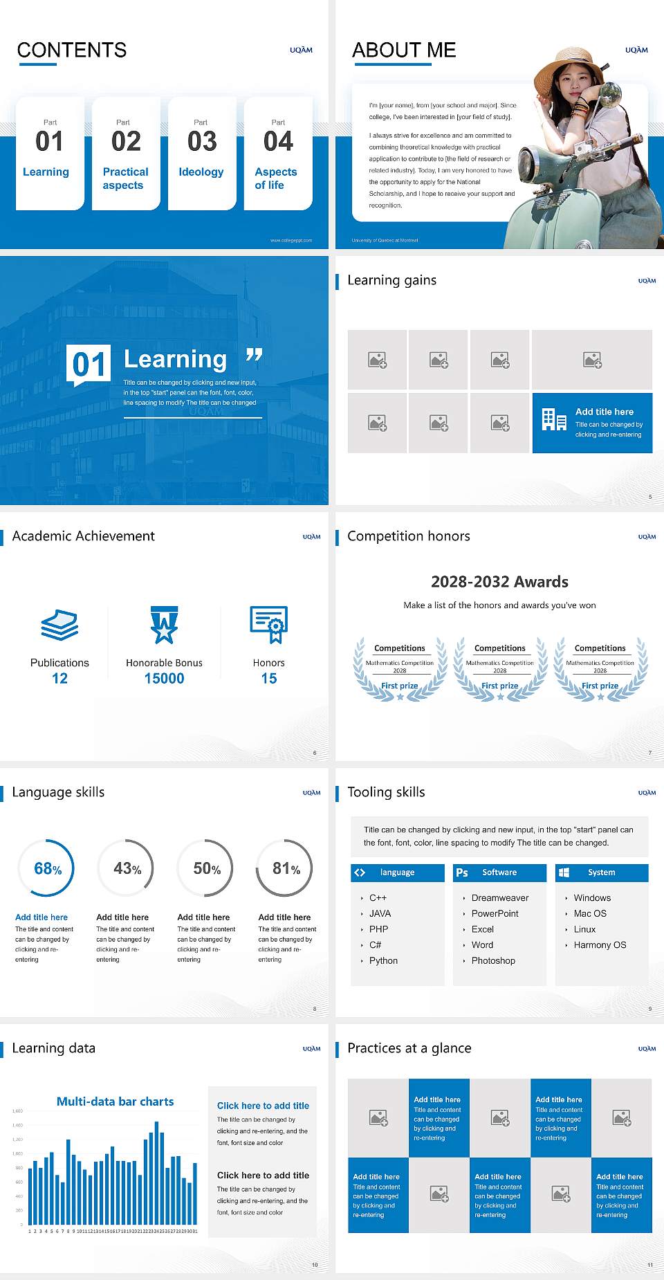 University of Quebec at Montreal National Scholarship Defense PPT Template4:3 ratio PPT effect preview image2