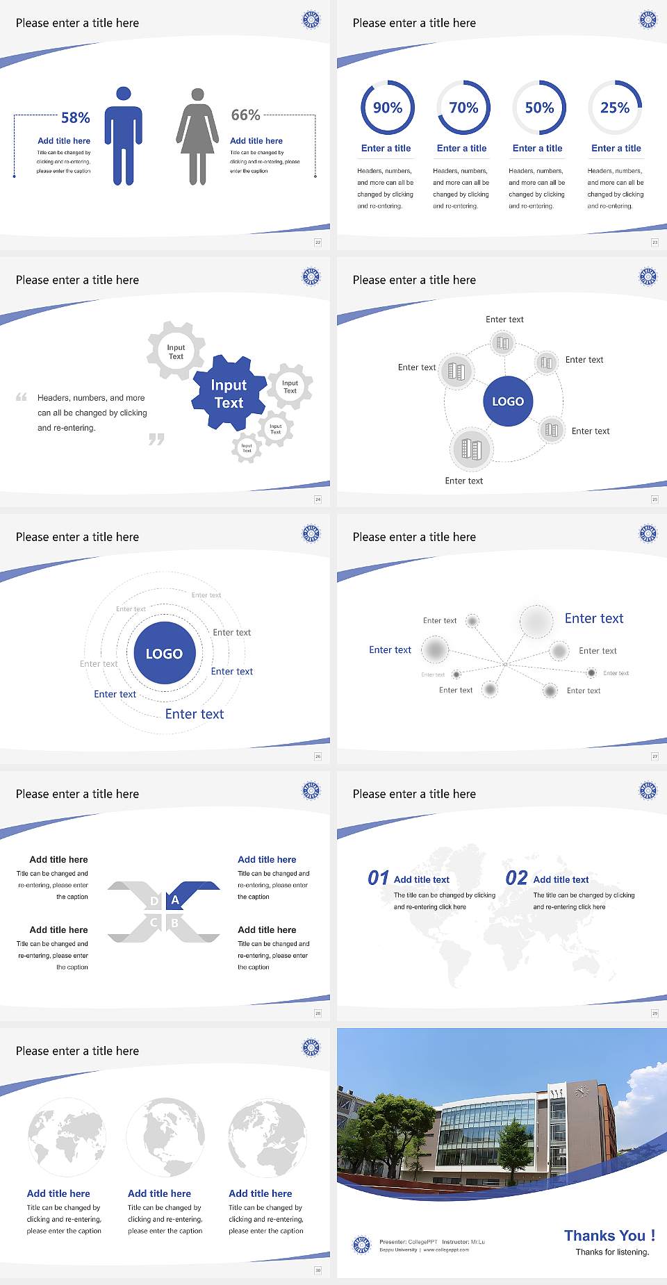 Beppu University Course/Courseware Creation PPT Template4:3 ratio PPT effect preview image4