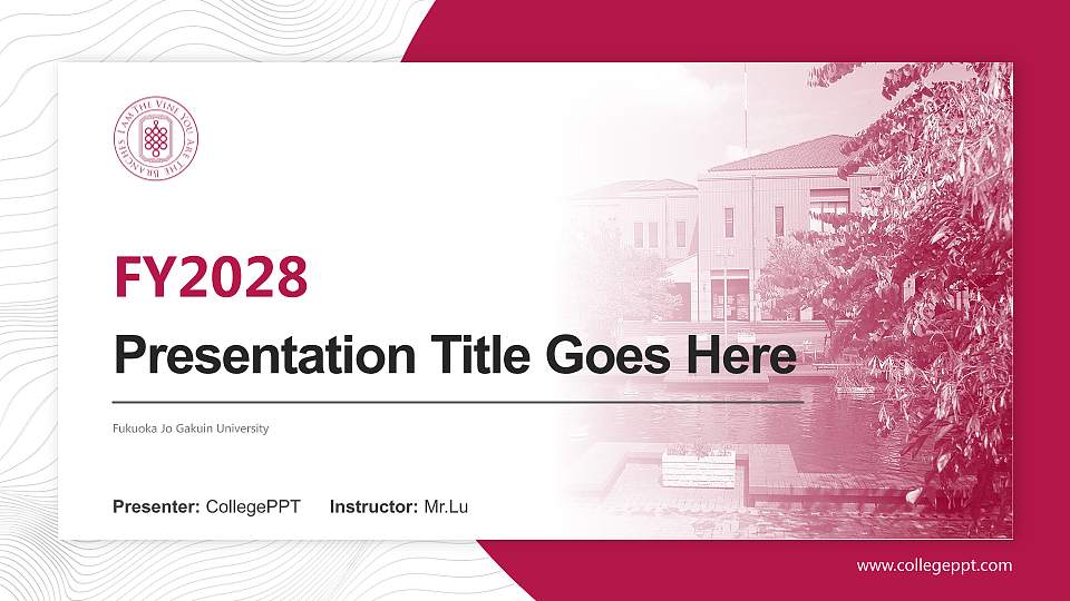 Fukuoka Jo Gakuin University Academic Presentation/Research Findings Report PPT Template16:9 ratio PPT effect preview image