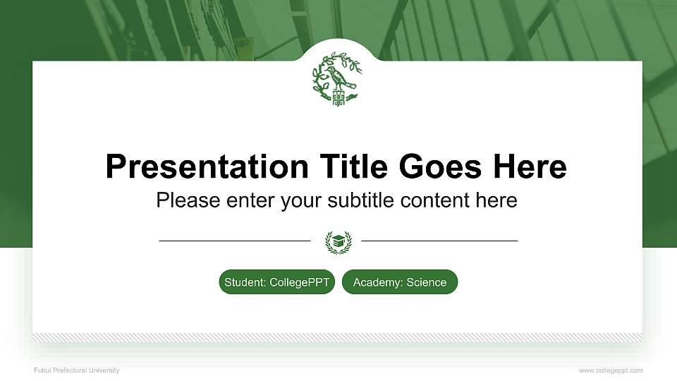 Fukui Prefectural University National Scholarship Defense PPT Template16:9 ratio PPT effect preview image1