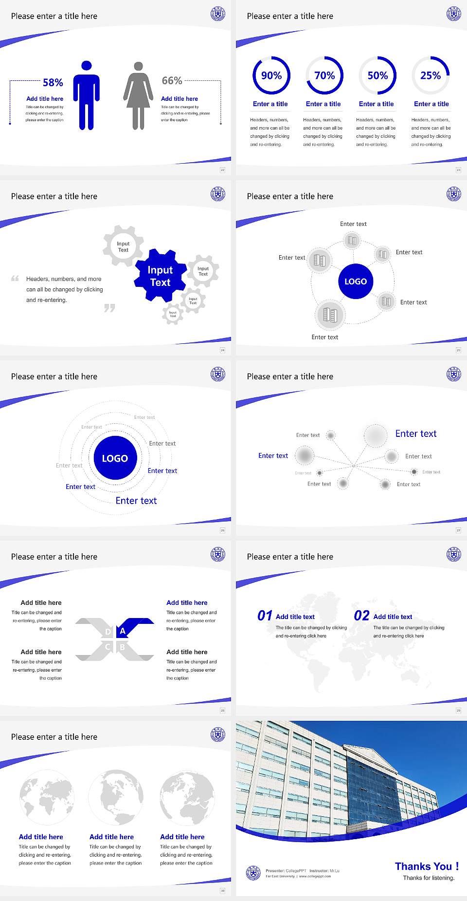 Far East University Course/Courseware Creation PPT Template4:3 ratio PPT effect preview image4