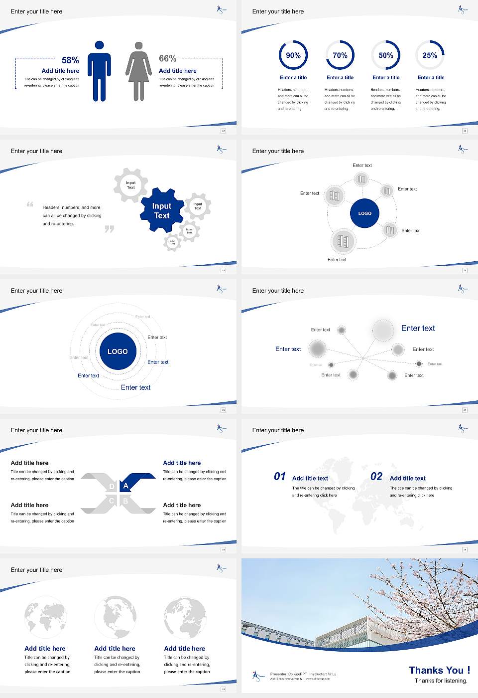 Aichi Shukutoku University Course/Courseware Creation PPT Template16:9 ratio PPT effect preview image4