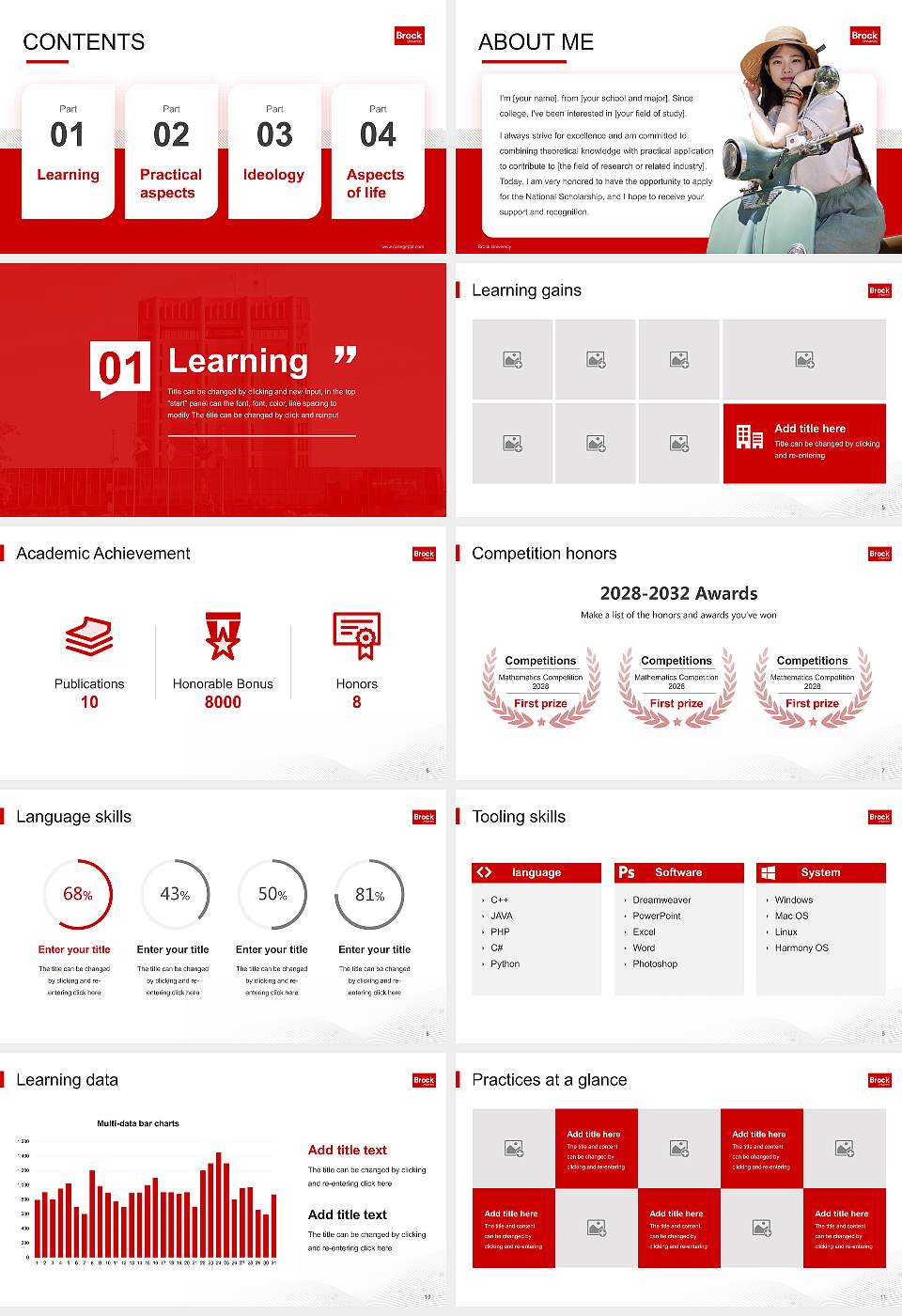 Brock University National Scholarship Defense PPT Template16:9 ratio PPT effect preview image2