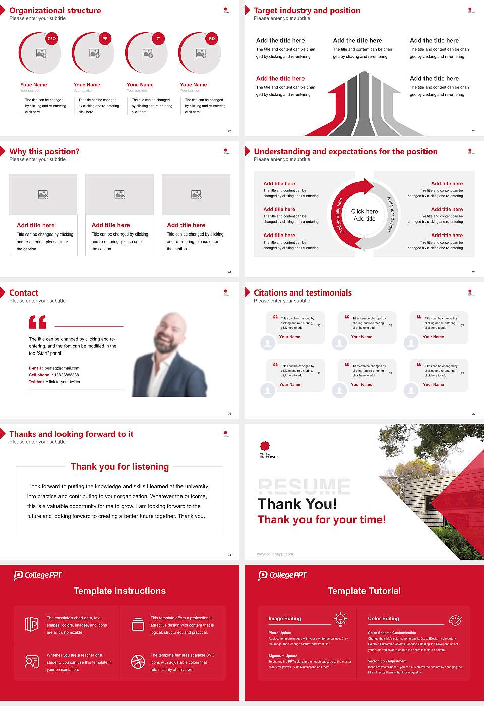 Chiba University Resume PPT Template16:9 ratio PPT effect preview image4