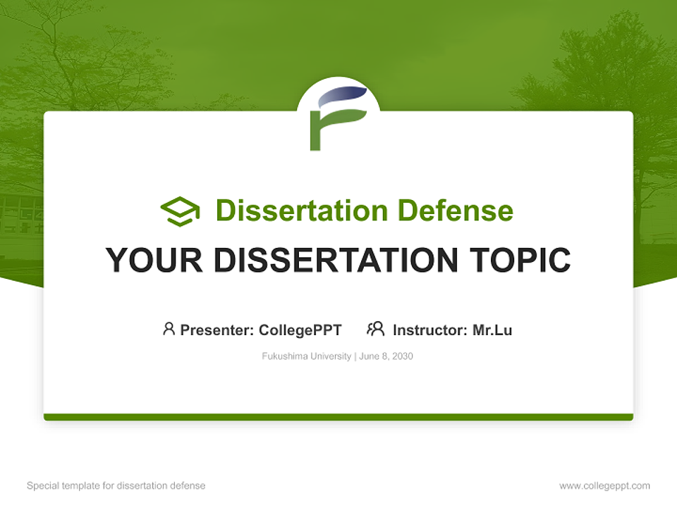 Fukushima University Graduation Thesis Defense PPT Template_Slide preview image1