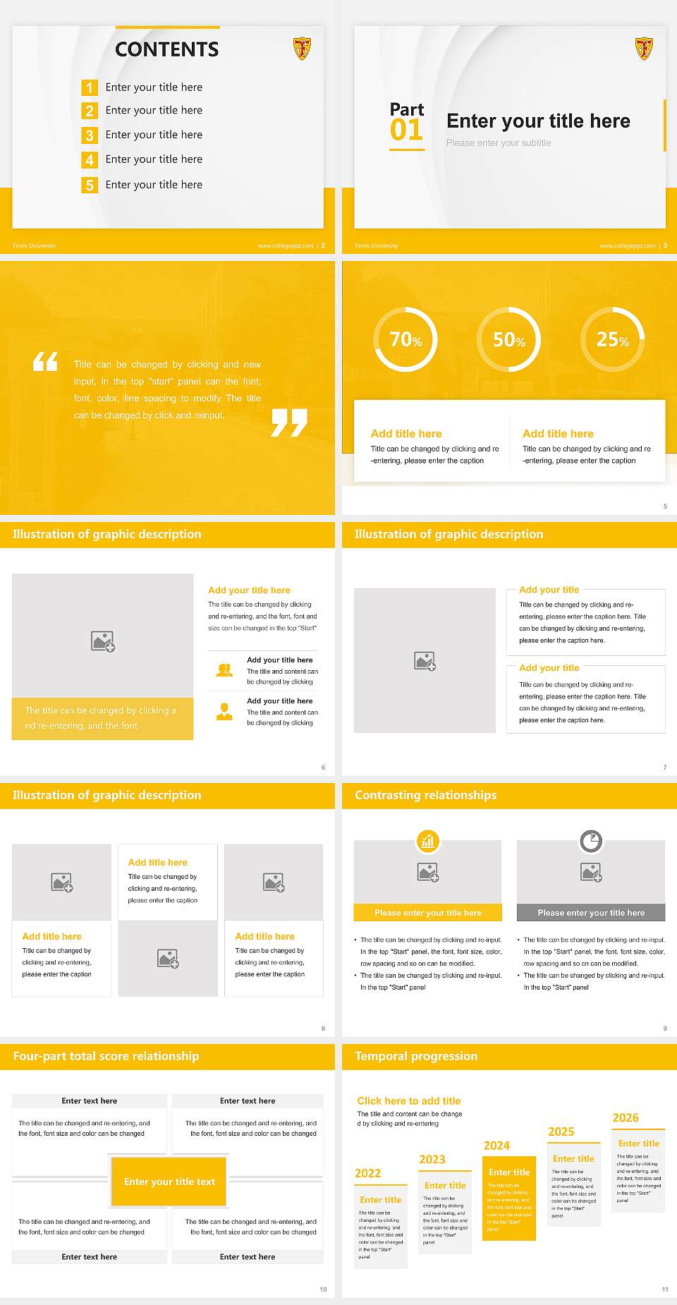 Ferris University Thesis Proposal/Graduation Defense PPT Template4:3 ratio PPT effect preview image2