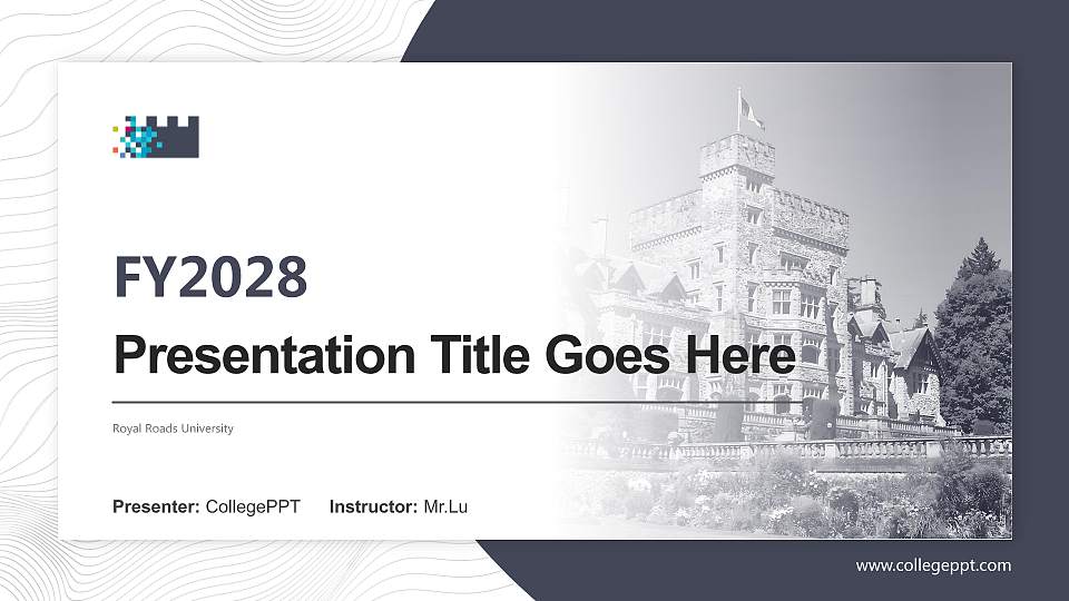 Royal Roads University Academic Presentation/Research Findings Report PPT Template16:9 ratio PPT effect preview image