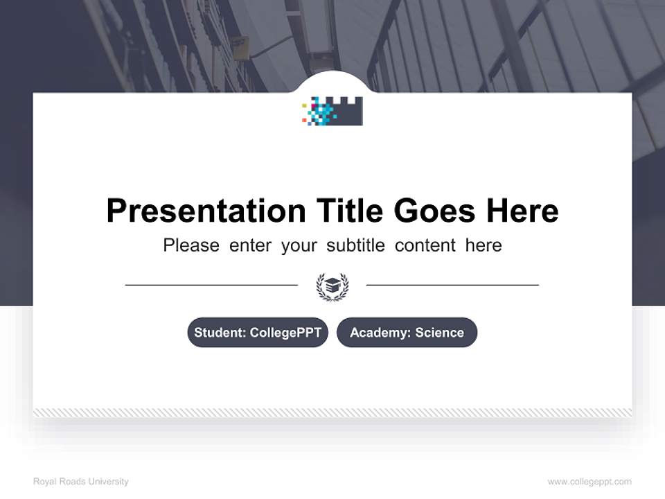 Royal Roads University National Scholarship Defense PPT Template4:3 ratio PPT effect preview image4