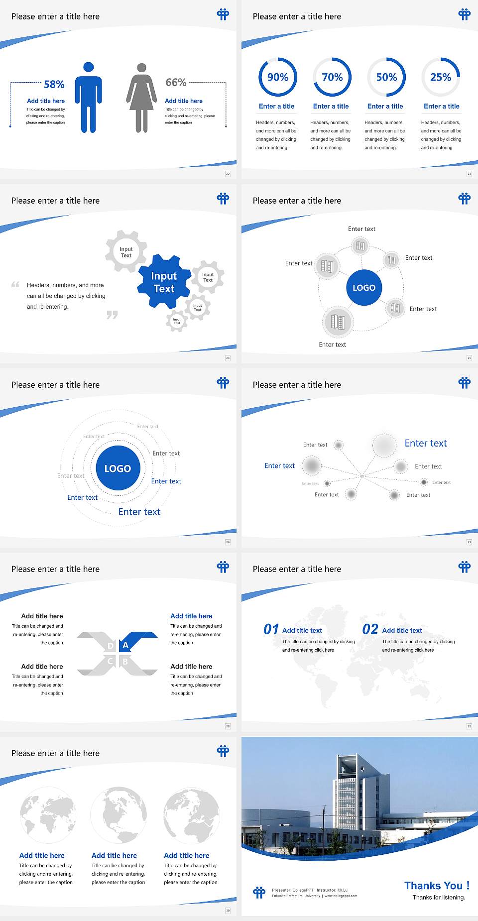 Fukuoka Prefectural University Course/Courseware Creation PPT Template4:3 ratio PPT effect preview image4