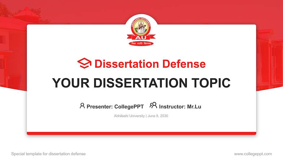 Abhilashi University Graduation Thesis Defense PPT Template16:9 ratio PPT effect preview image