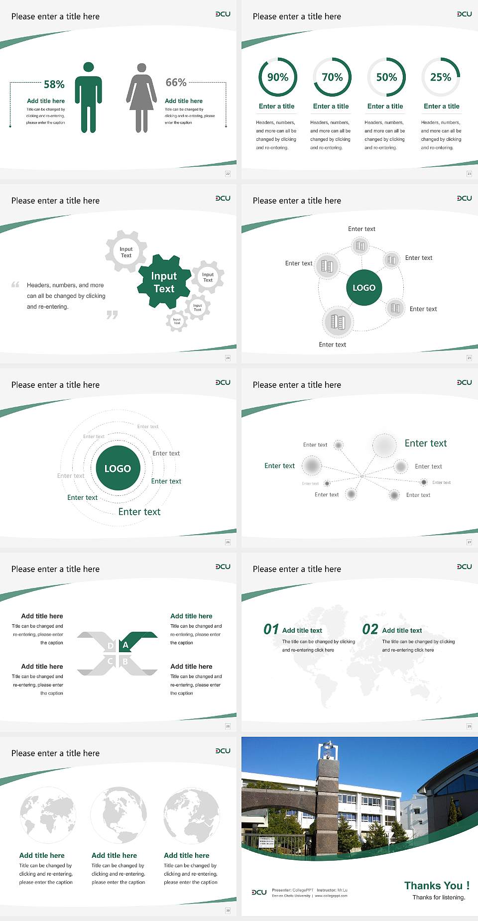 Den-en Chofu University Course/Courseware Creation PPT Template4:3 ratio PPT effect preview image4