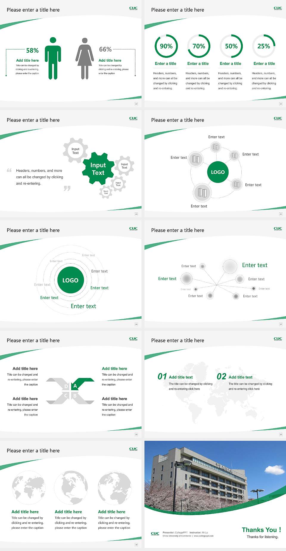 Chiba University of Commerce Course/Courseware Creation PPT Template4:3 ratio PPT effect preview image4