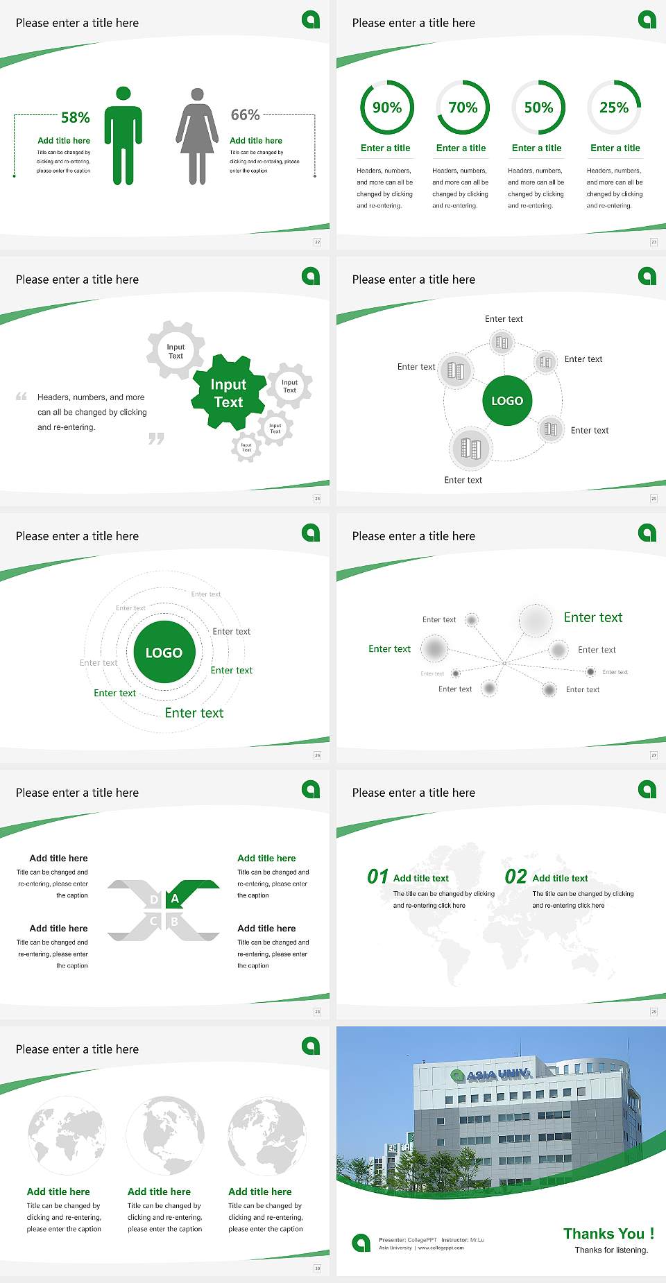 Asia University Course/Courseware Creation PPT Template4:3 ratio PPT effect preview image4