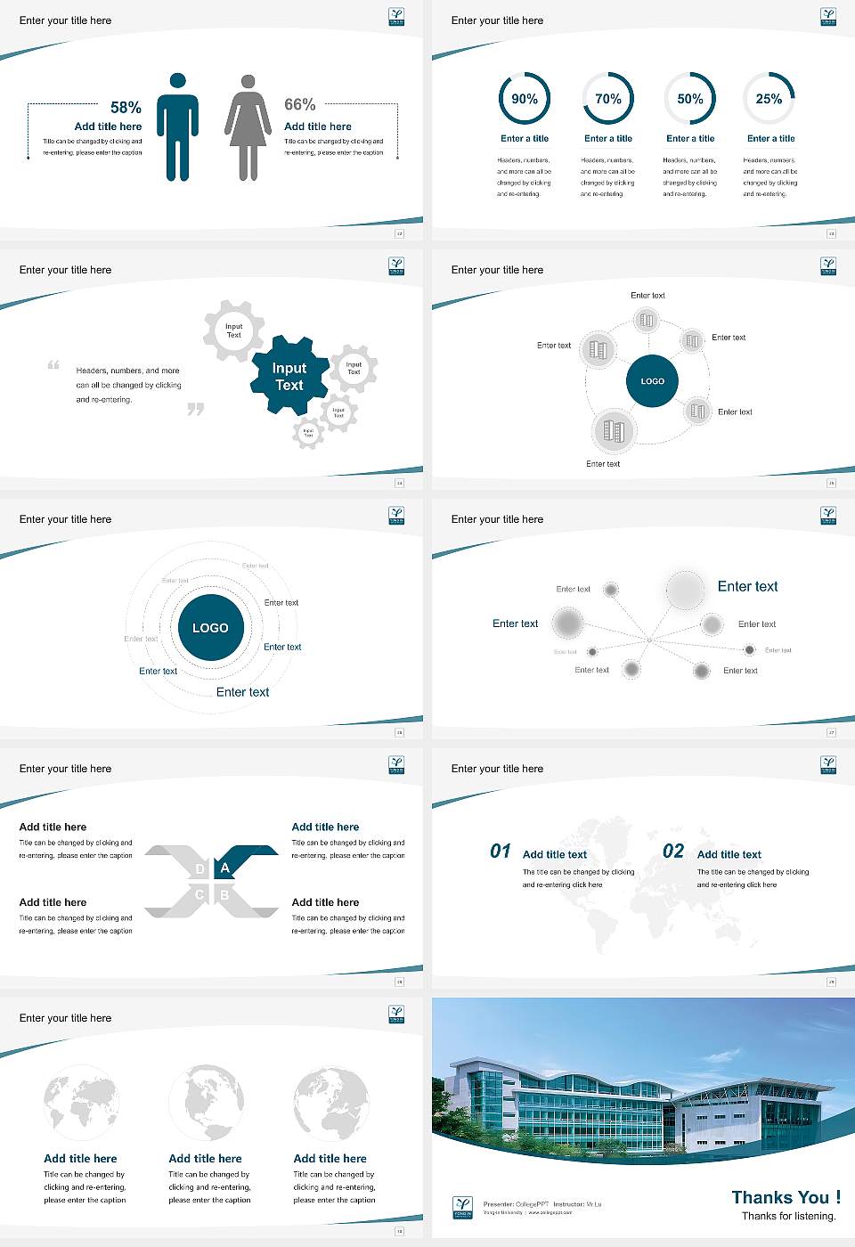 Yong-In University Course/Courseware Creation PPT Template16:9 ratio PPT effect preview image4