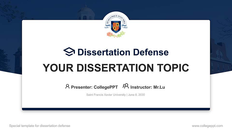 Saint Francis Xavier University Graduation Thesis Defense PPT Template16:9 ratio PPT effect preview image