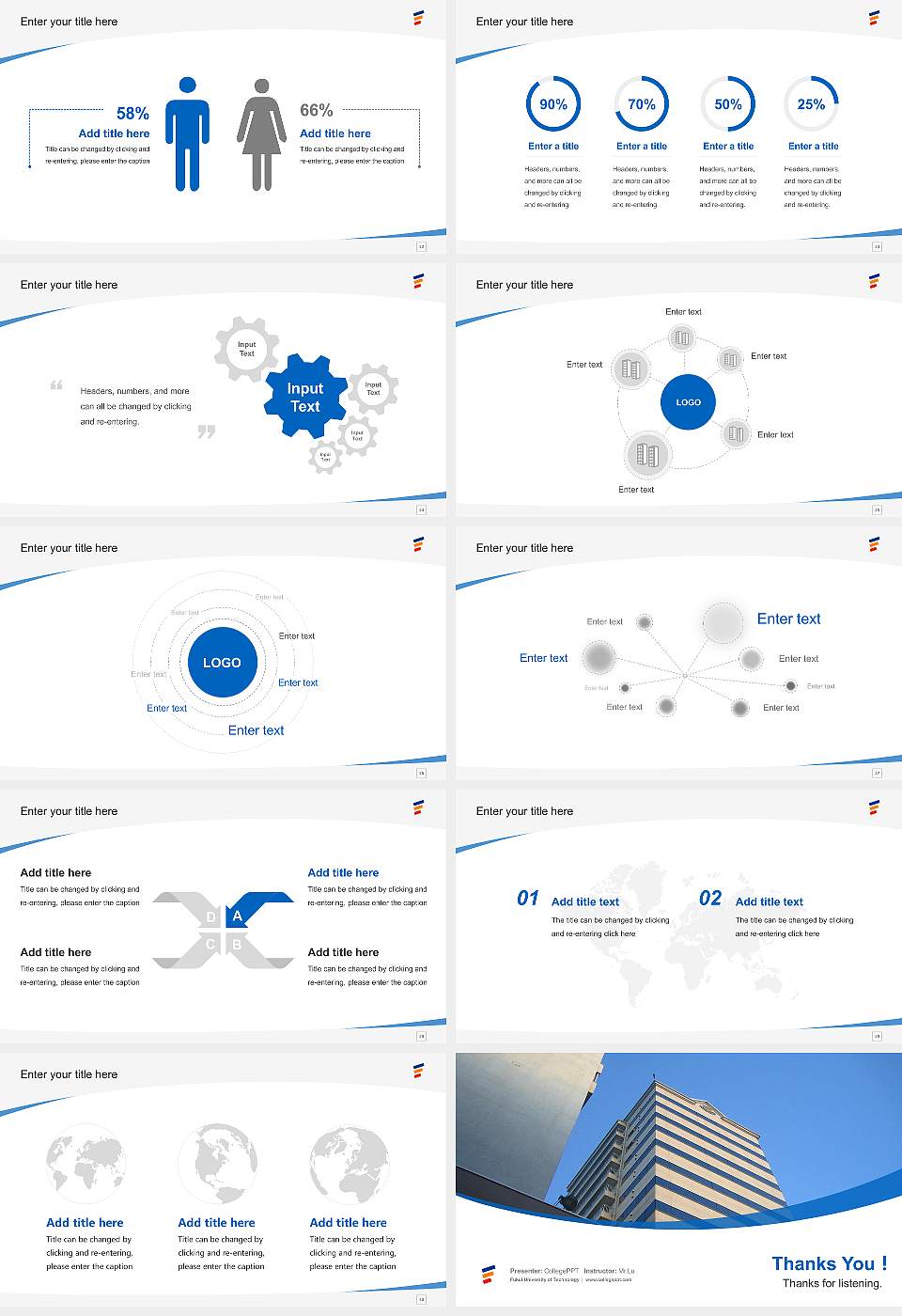 Fukui University of Technology Course/Courseware Creation PPT Template16:9 ratio PPT effect preview image4