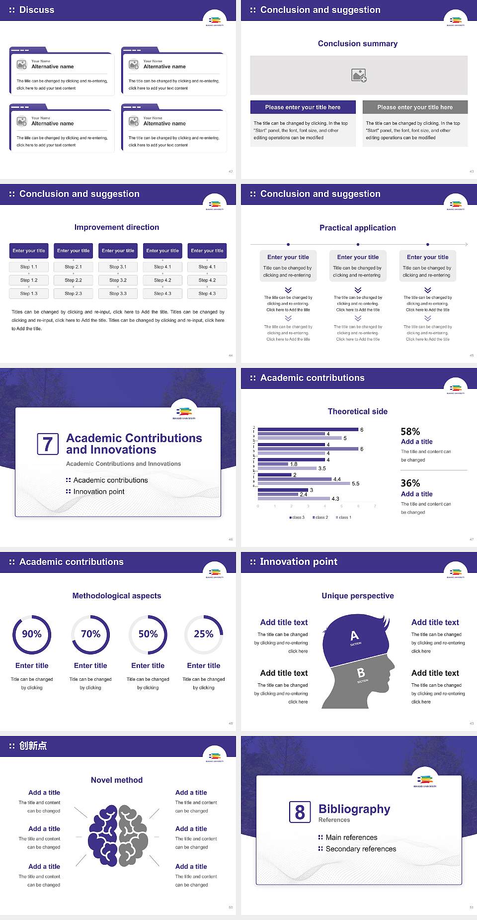 Bukkyo University Graduation Thesis Defense PPT Template4:3 ratio PPT effect preview image6