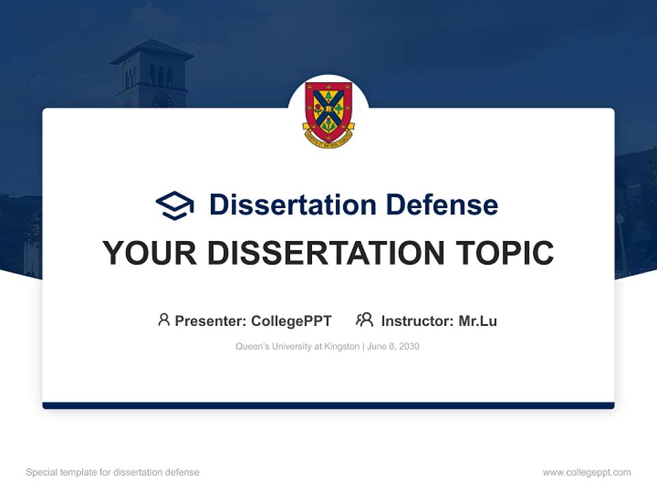 Queen’s University at Kingston Graduation Thesis Defense PPT Template4:3 ratio PPT effect preview image7