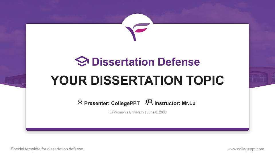 Fuji Women’s University Graduation Thesis Defense PPT Template16:9 ratio PPT effect preview image