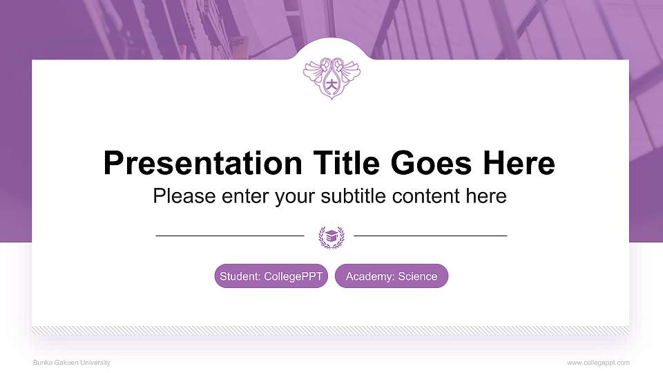 Bunka Gakuen University National Scholarship Defense PPT Template16:9 ratio PPT effect preview image