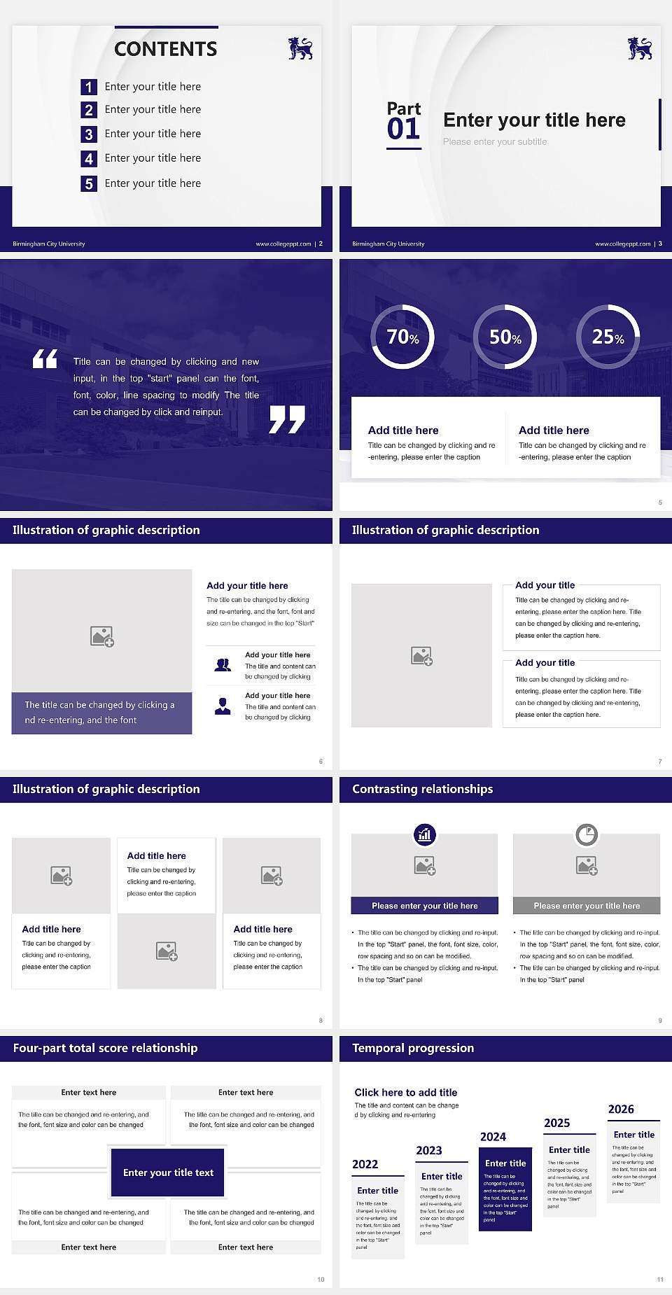 Birmingham City University Thesis Proposal/Graduation Defense PPT Template4:3 ratio PPT effect preview image2