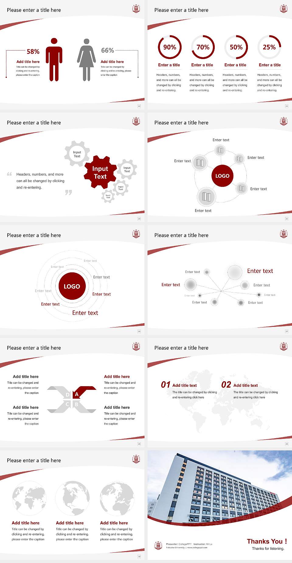Fukuoka University Course/Courseware Creation PPT Template4:3 ratio PPT effect preview image4