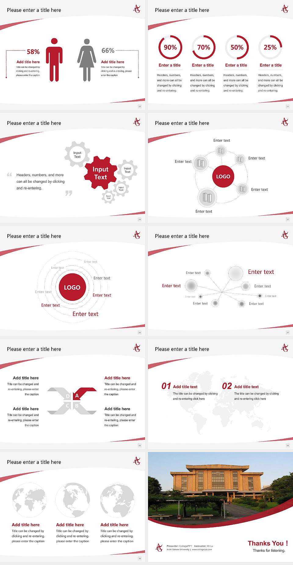 Aichi Gakuin University Course/Courseware Creation PPT Template4:3 ratio PPT effect preview image4