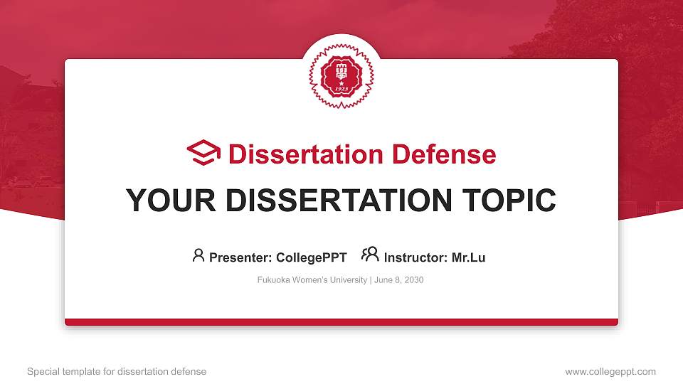 Fukuoka Women’s University Graduation Thesis Defense PPT Template16:9 ratio PPT effect preview image
