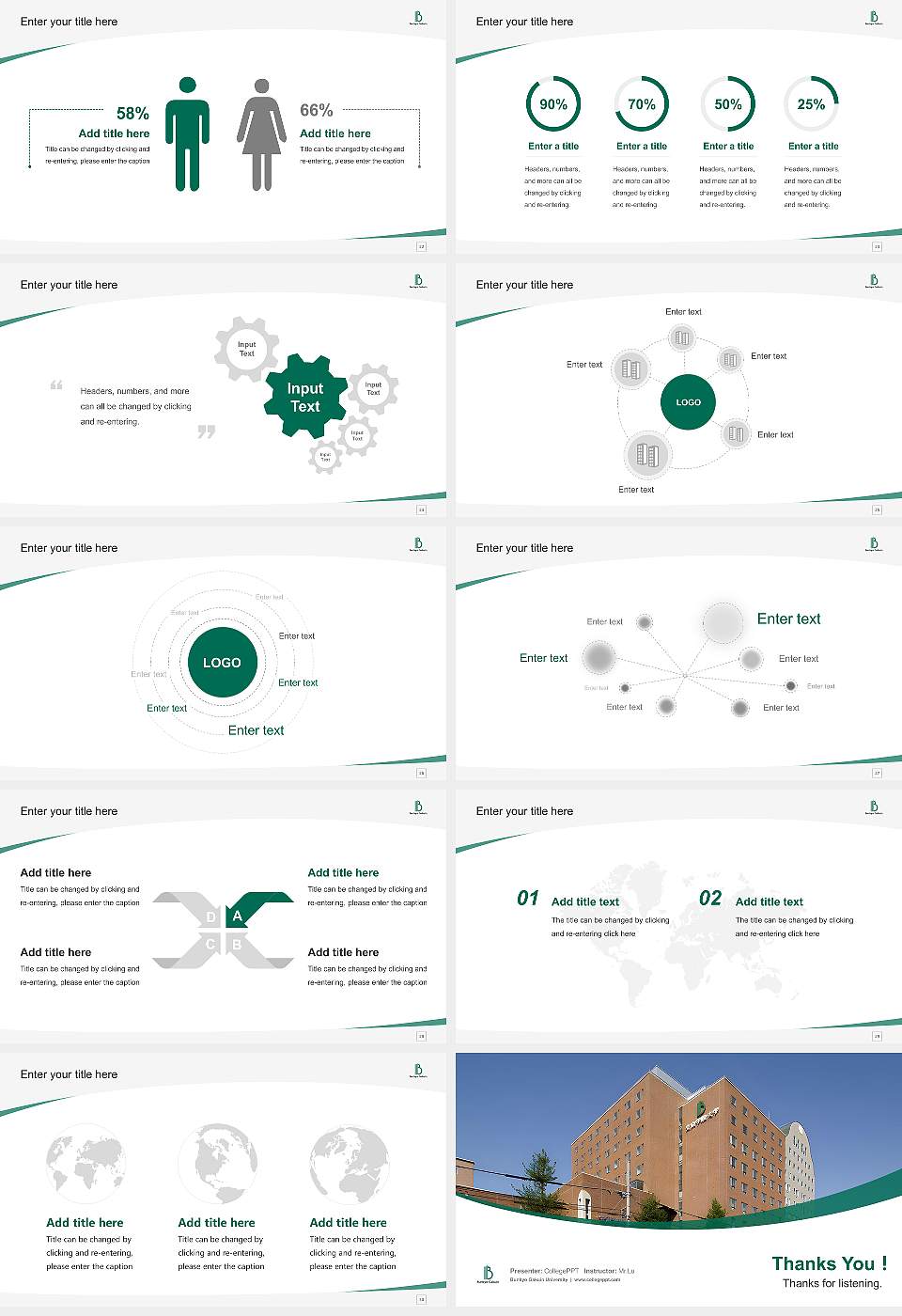 Bunkyo Gakuin University Course/Courseware Creation PPT Template16:9 ratio PPT effect preview image4
