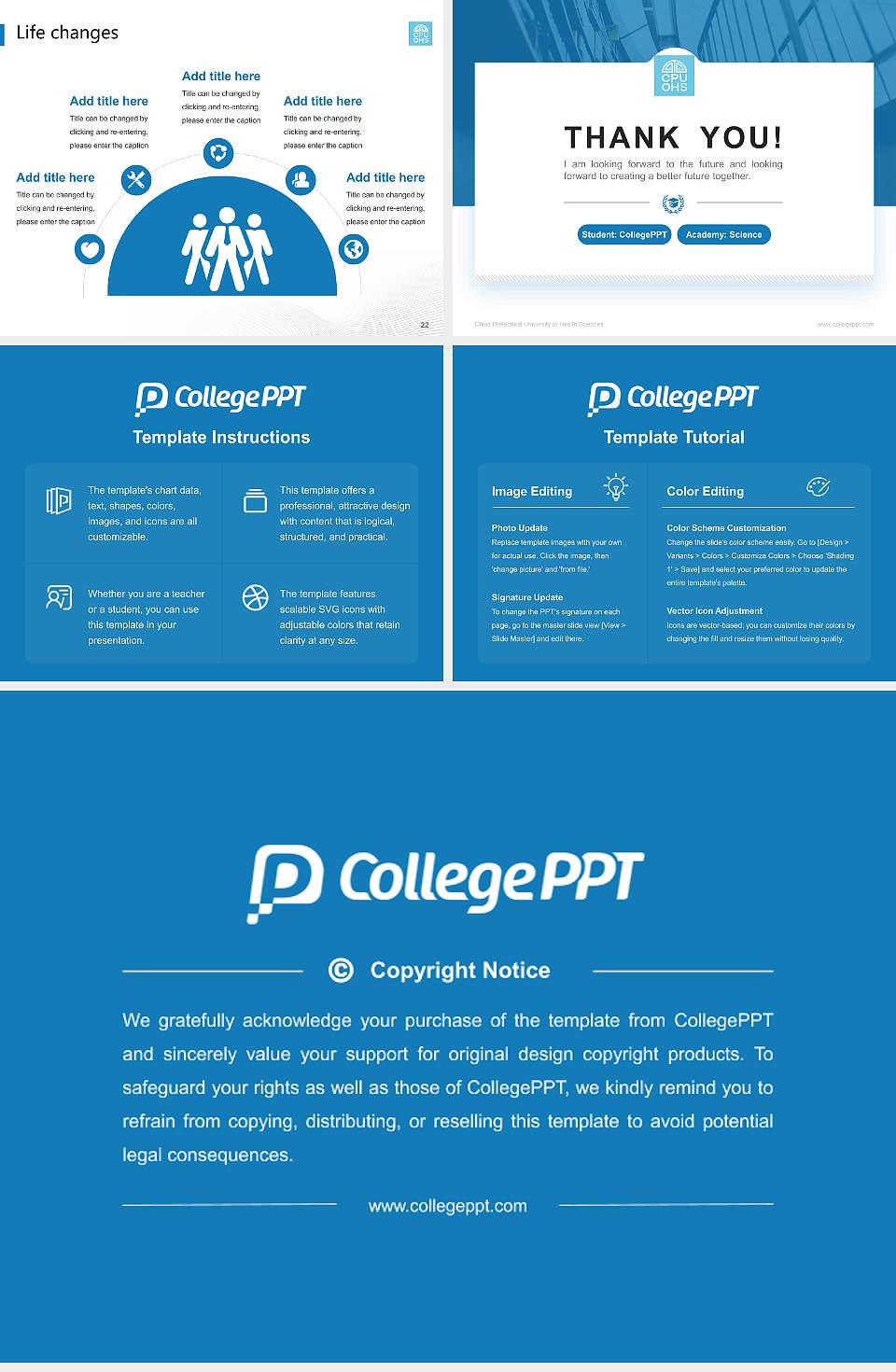Chiba Prefectural University of Health Sciences National Scholarship Defense PPT Template4:3 ratio PPT effect preview image4