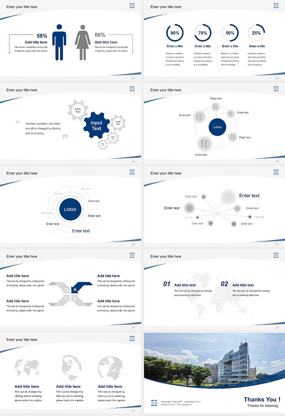 Edogawa University Course/Courseware Creation PPT Template16:9 ratio PPT effect preview image4