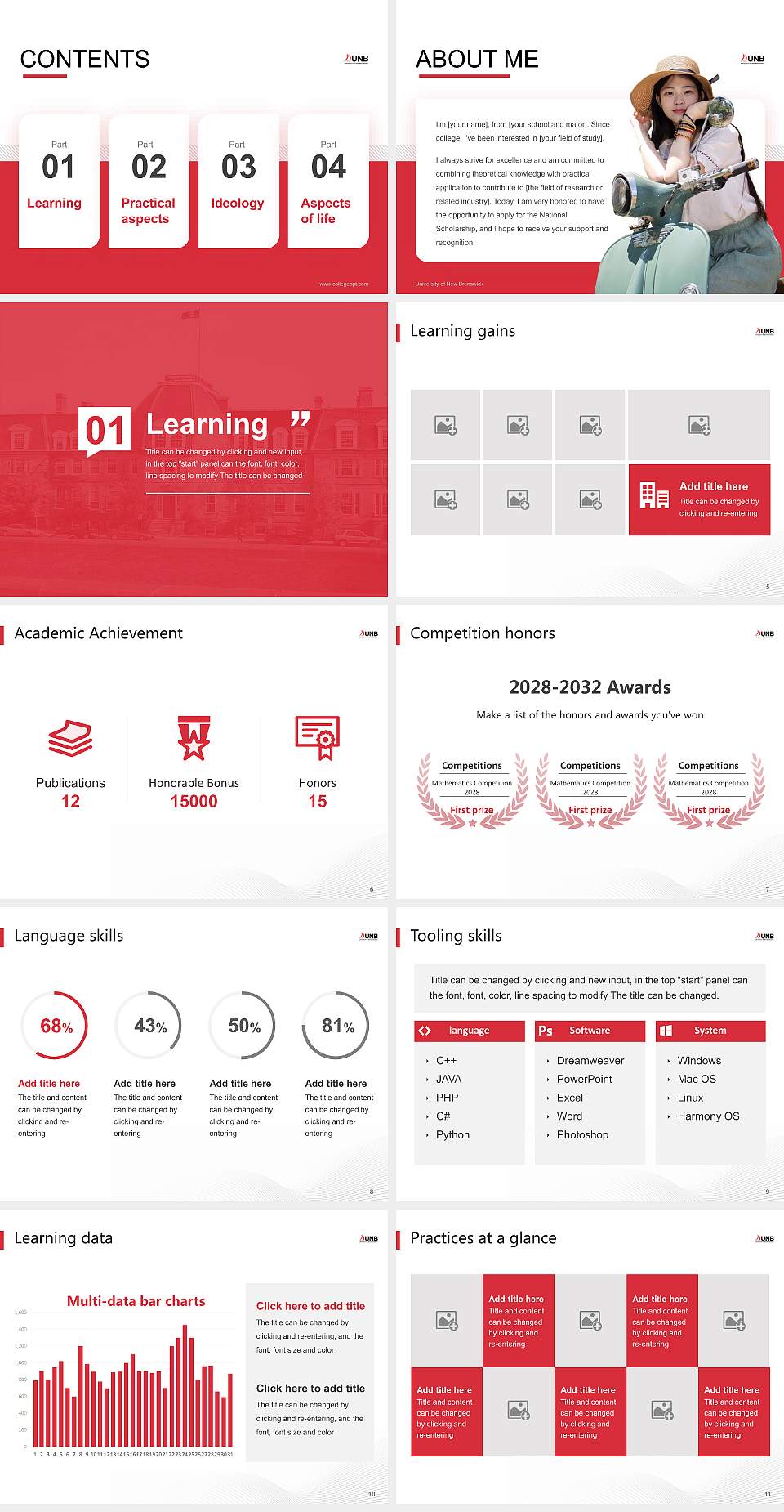 University of New Brunswick National Scholarship Defense PPT Template4:3 ratio PPT effect preview image2