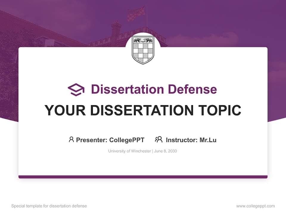 University of Winchester Graduation Thesis Defense PPT Template4:3 ratio PPT effect preview image7