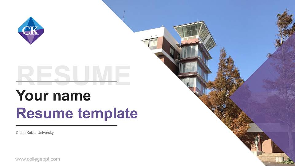 Chiba Keizai University Resume PPT Template16:9 ratio PPT effect preview image