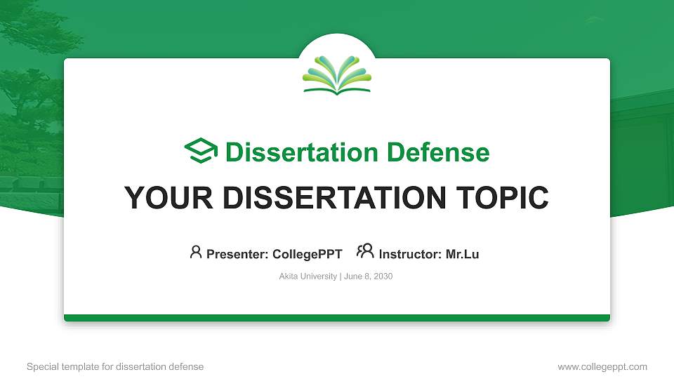 Akita University Graduation Thesis Defense PPT Template16:9 ratio PPT effect preview image