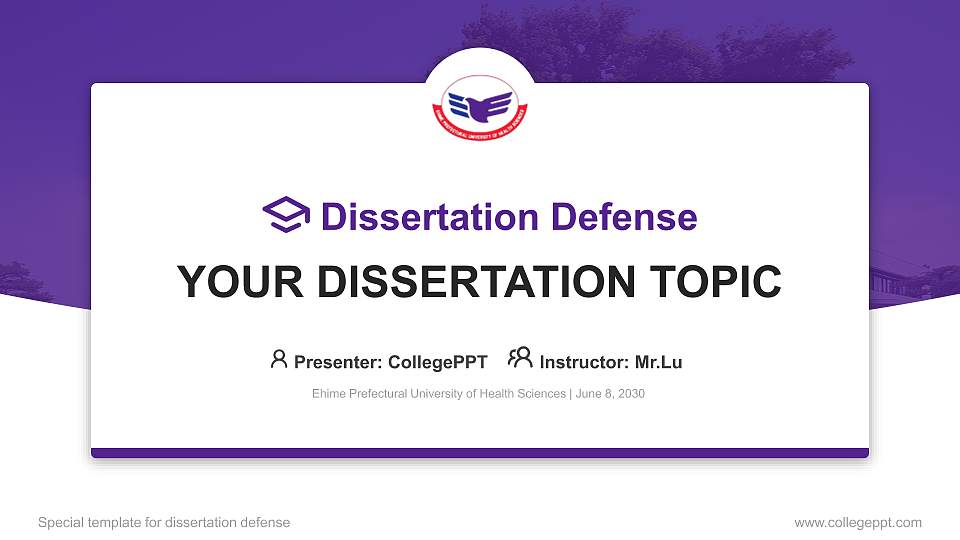 Ehime Prefectural University of Health Sciences Graduation Thesis Defense PPT Template16:9 ratio PPT effect preview image1