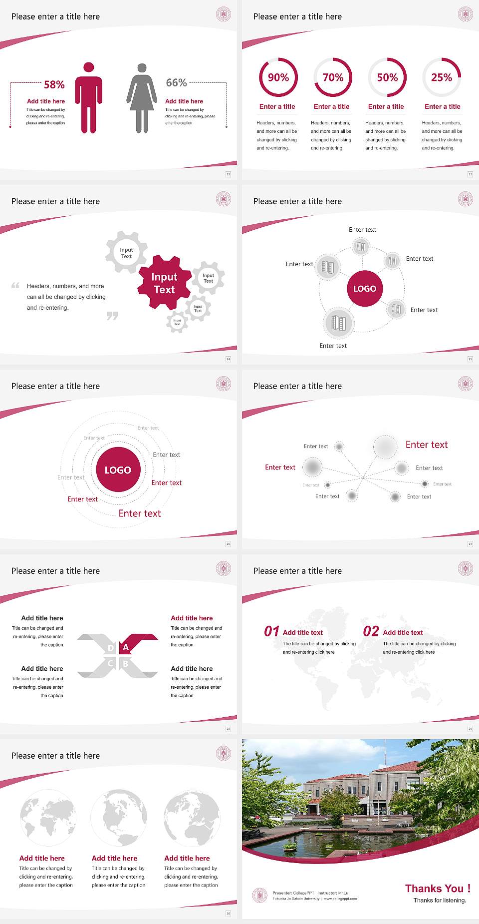 Fukuoka Jo Gakuin University Course/Courseware Creation PPT Template4:3 ratio PPT effect preview image4