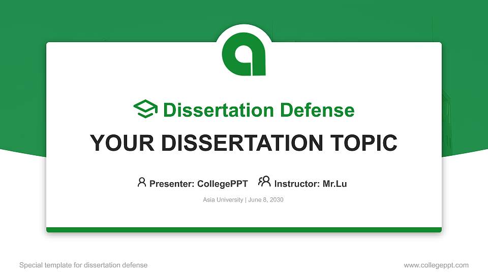 Asia University Graduation Thesis Defense PPT Template16:9 ratio PPT effect preview image