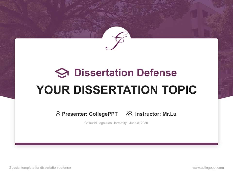 Chikushi Jogakuen University Graduation Thesis Defense PPT Template4:3 ratio PPT effect preview image7