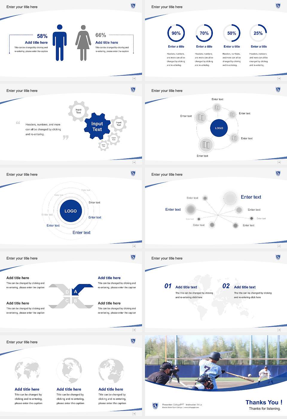 Biwako Seikei Sport College Course/Courseware Creation PPT Template16:9 ratio PPT effect preview image4
