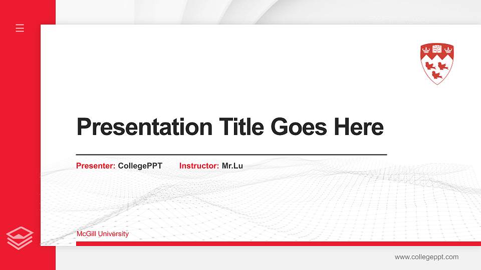 McGill University Thesis Proposal/Graduation Defense PPT Template16:9 ratio PPT effect preview image